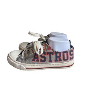 FOCO Houston Astros Silver Glitter Low Top Sneakers Womens Size 9 MLB Fan Gear